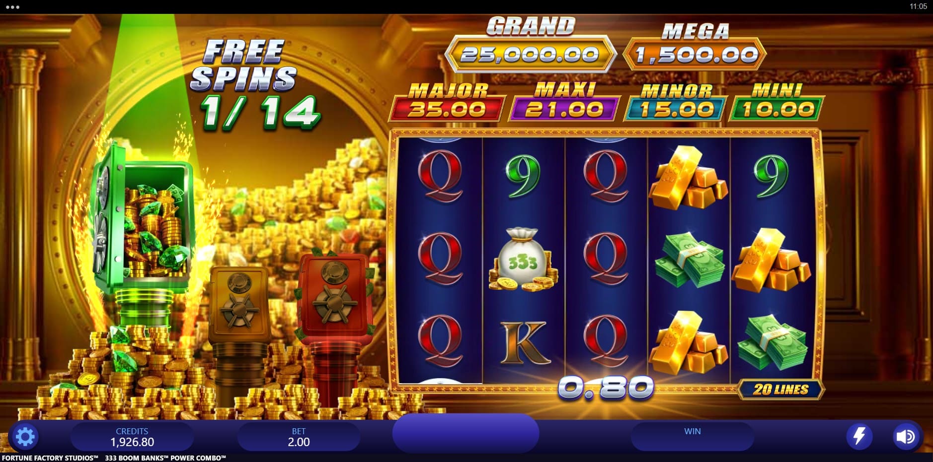333 Boom Banks POWER COMBO King Millions slot