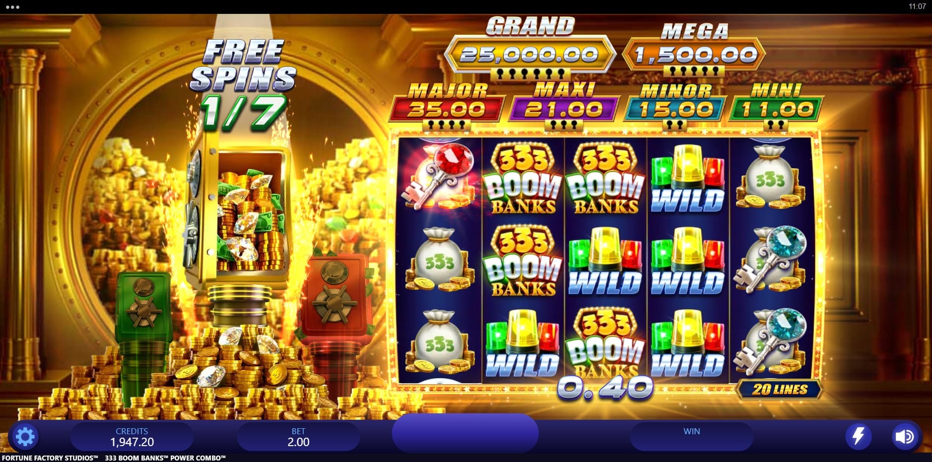 333 Boom Banks POWER COMBO King Millions slot