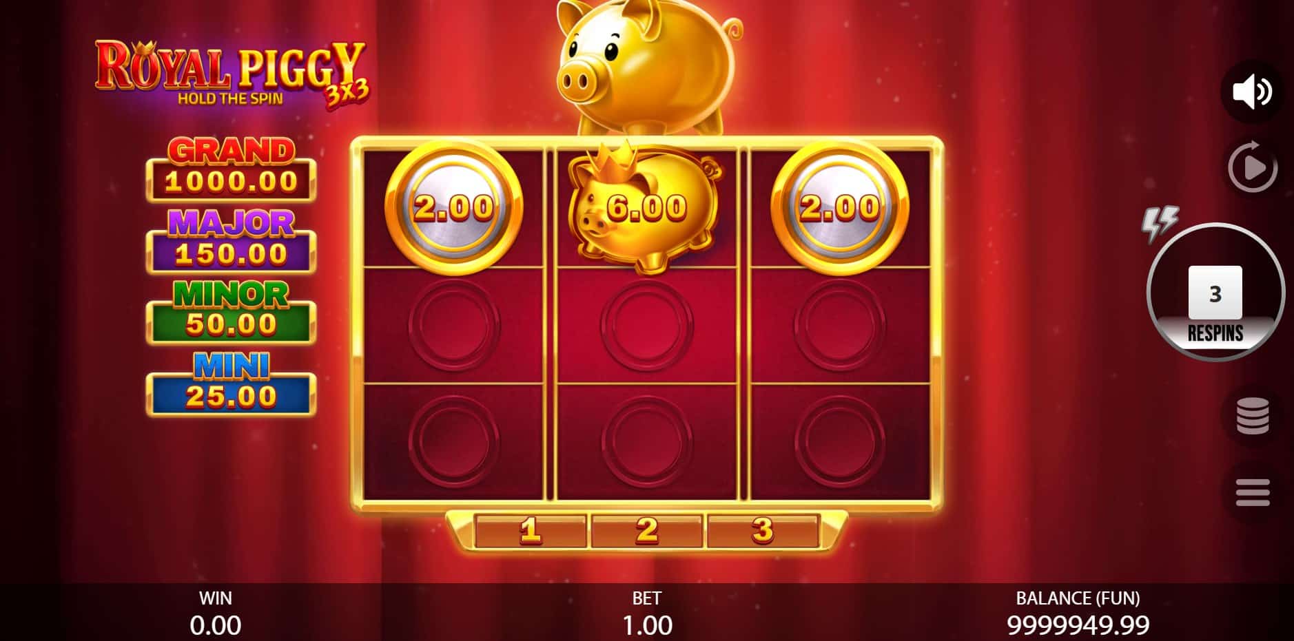3x3 Royal Piggy: Hold the Spin slot