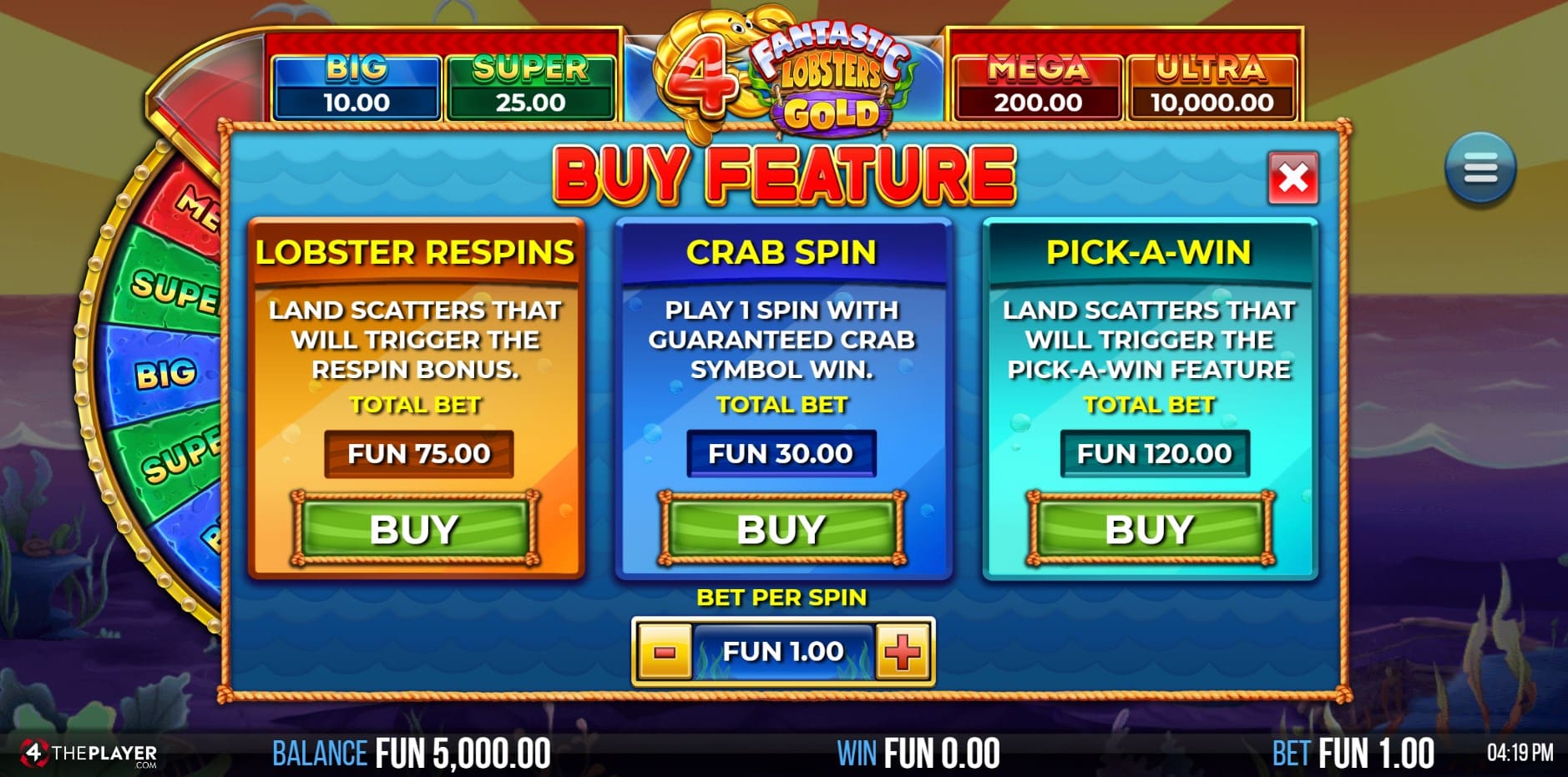 4 Fantastic Lobsters Gold slot