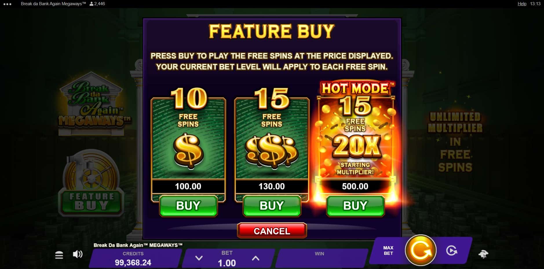 Break da Bank Again Megaways slot