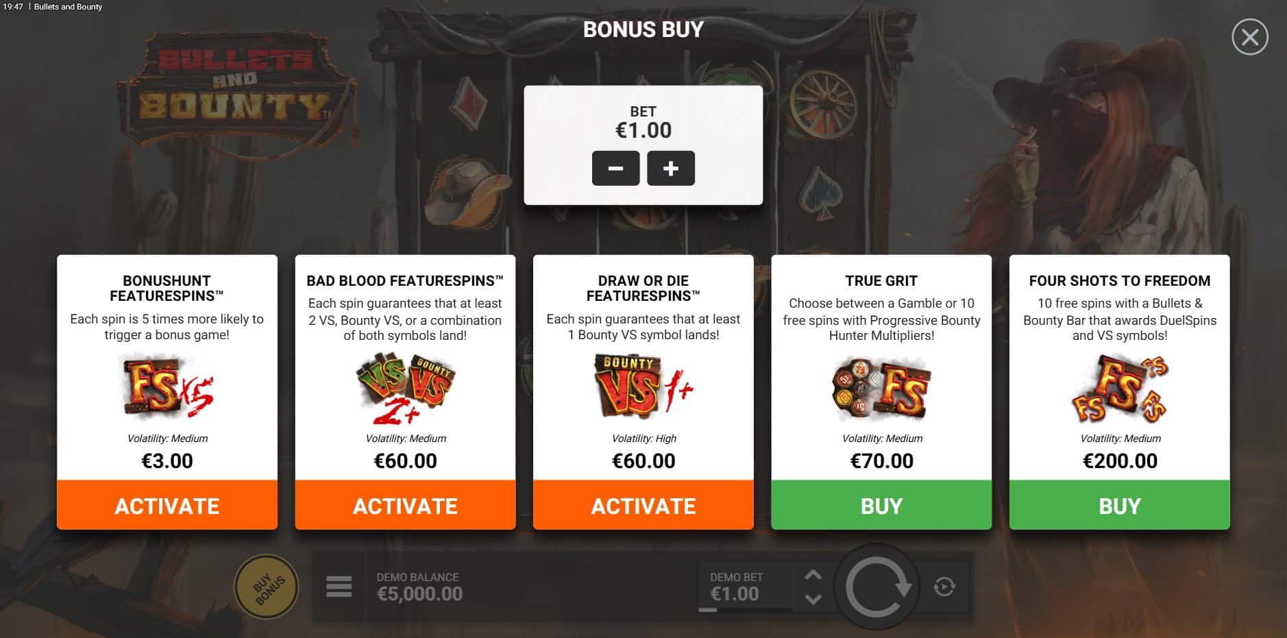 Bullets and Bounty slot