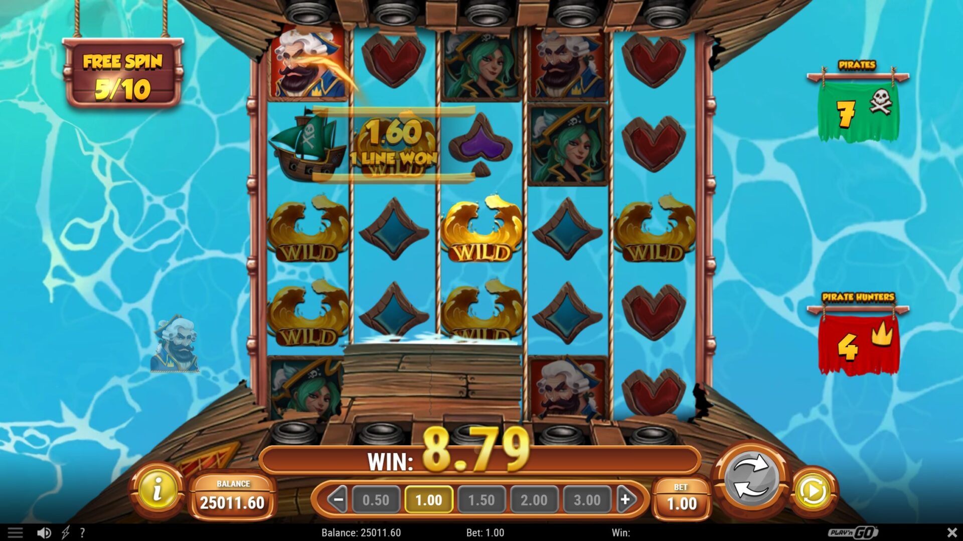 Captain Glum Pirate Hunter Slot - Free Spins Feature