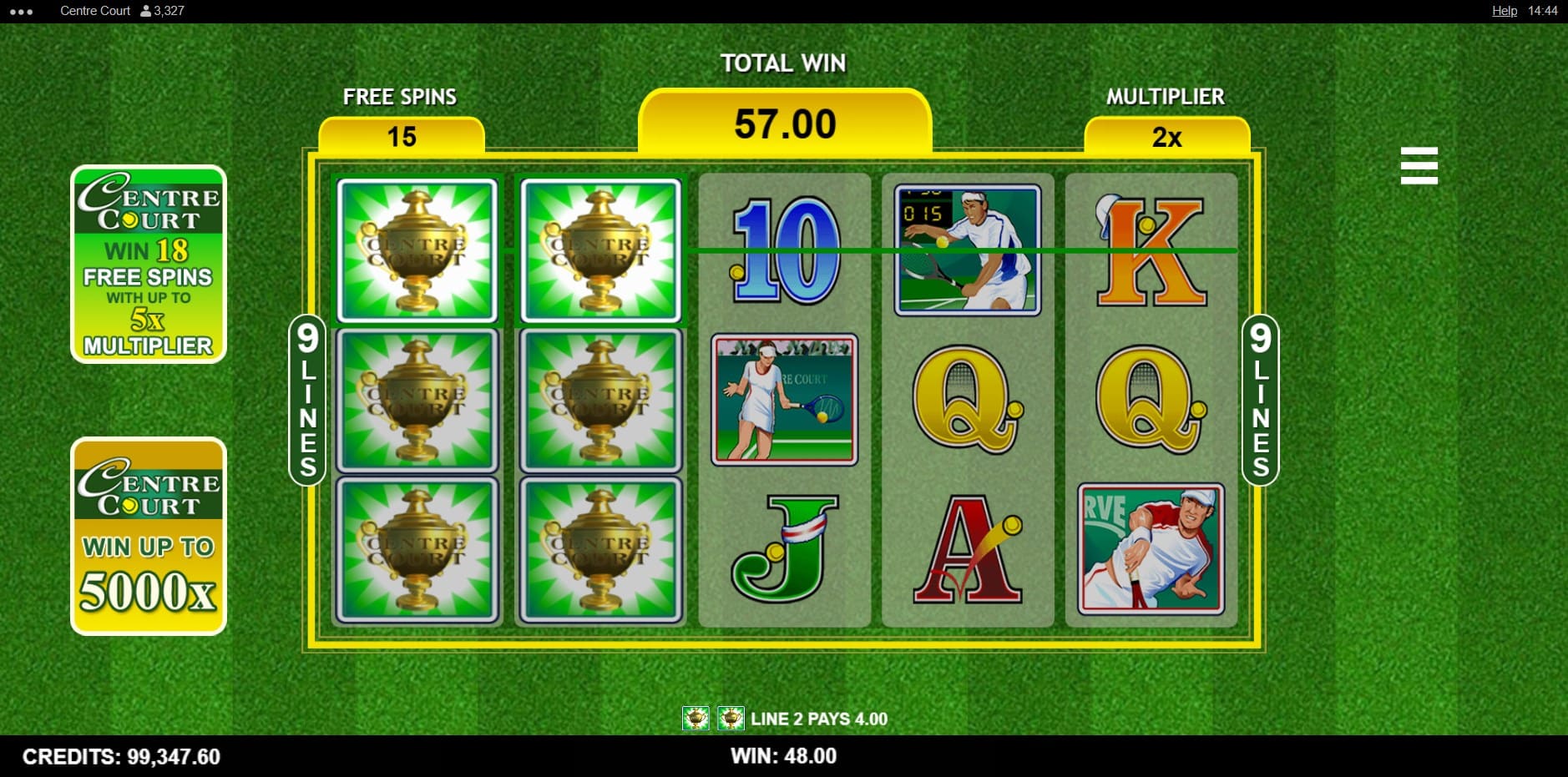 Centre Court slot
