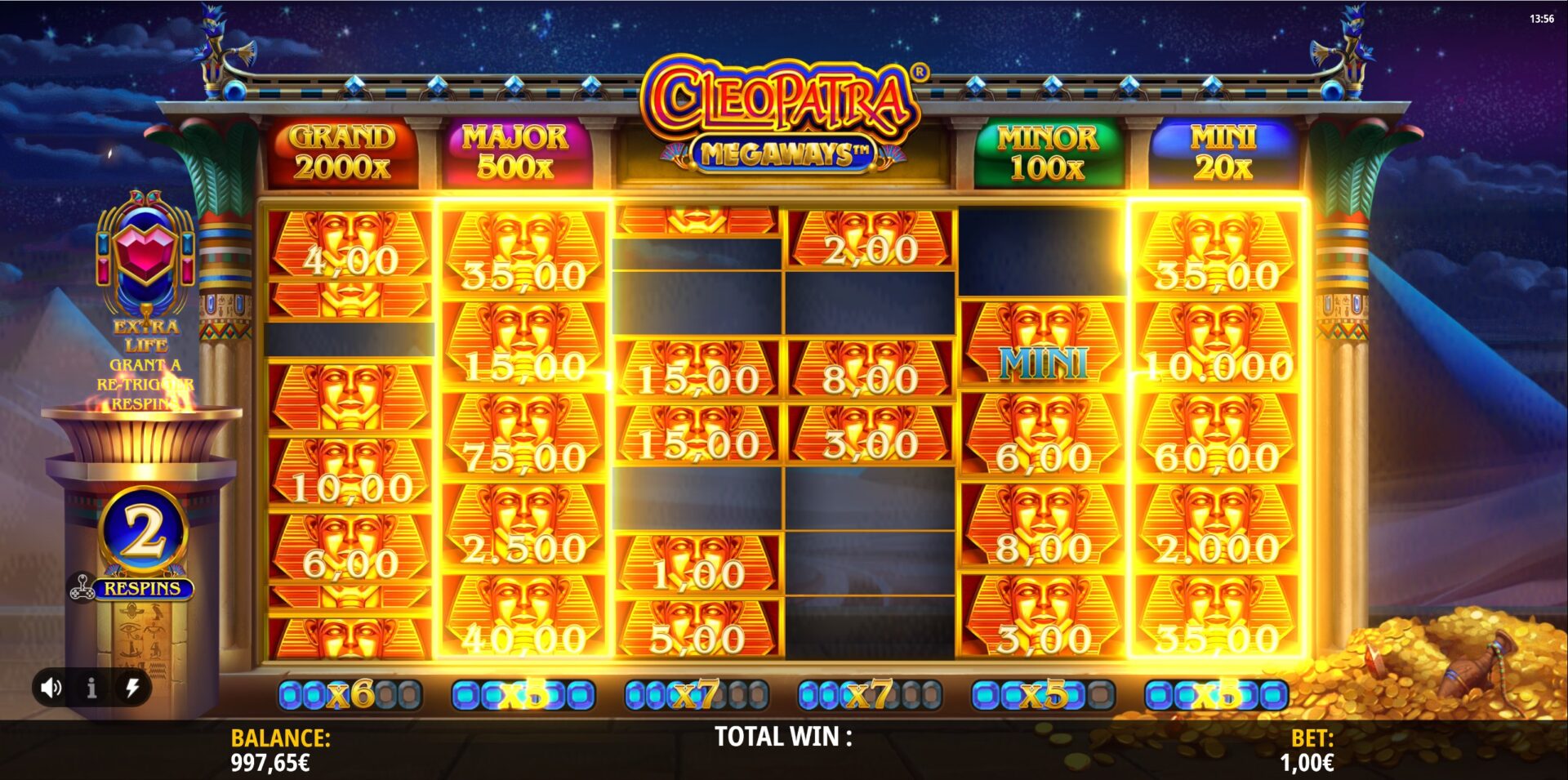 Cleopatra Megaways Slot - Hold & Win Feature