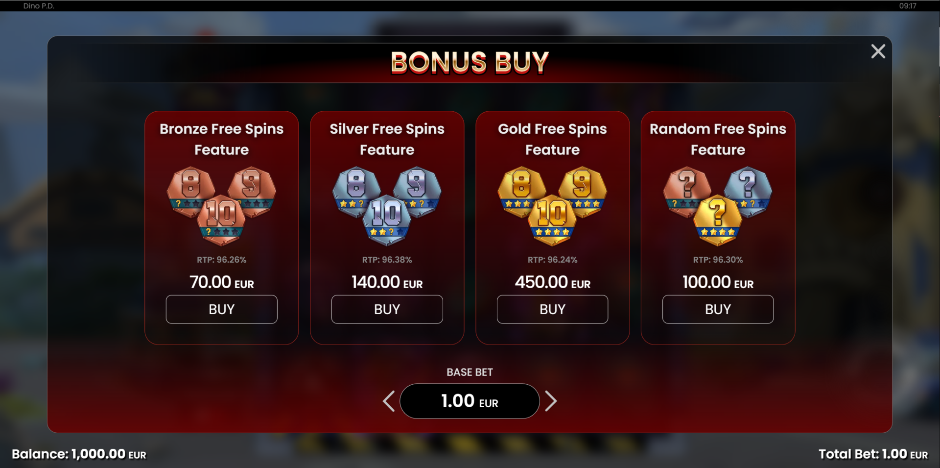 Dino P.D. Slot - Bonus Buy Options