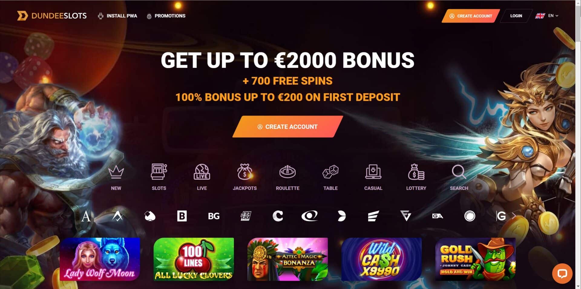 DundeeSlots Casino - Up to 2000€ welcome bonus