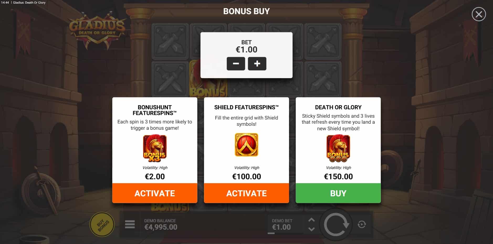 Gladius Death or Glory slot