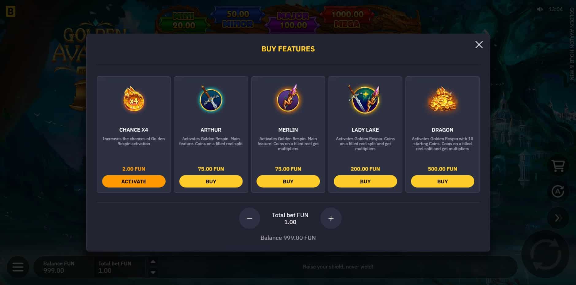 Golden Avalon Hold and Win slot