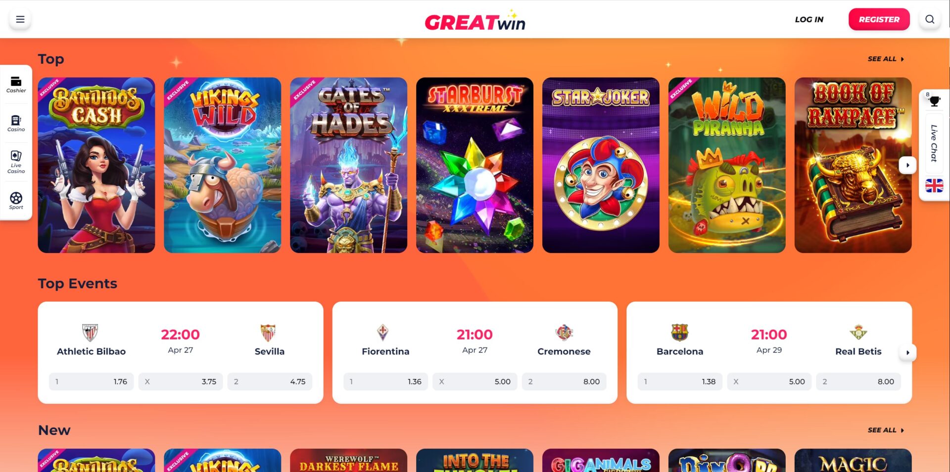 GreatWin Casino Website