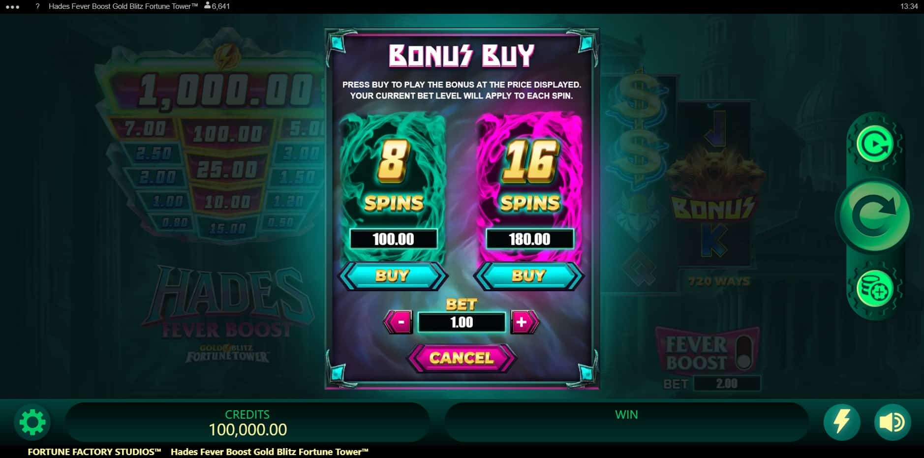 Hades Fever Boost Gold Blitz Fortune Tower slot