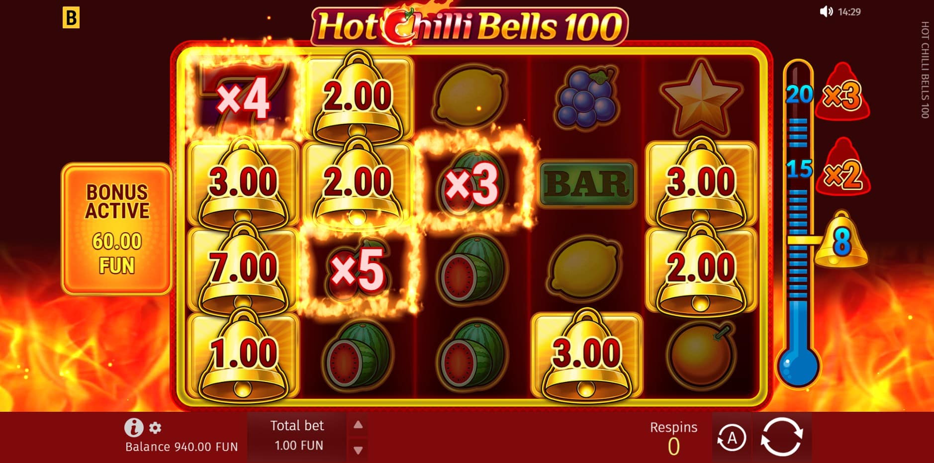 Hot Chilli Bells 100 slot