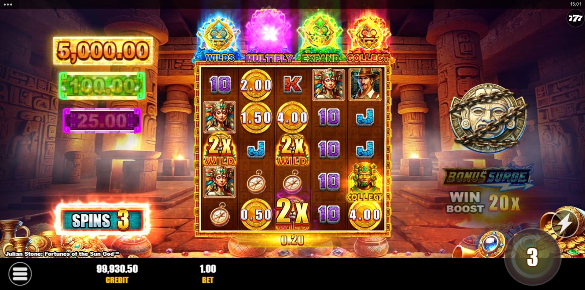 Julian Stone: Fortunes of the Sun God slot