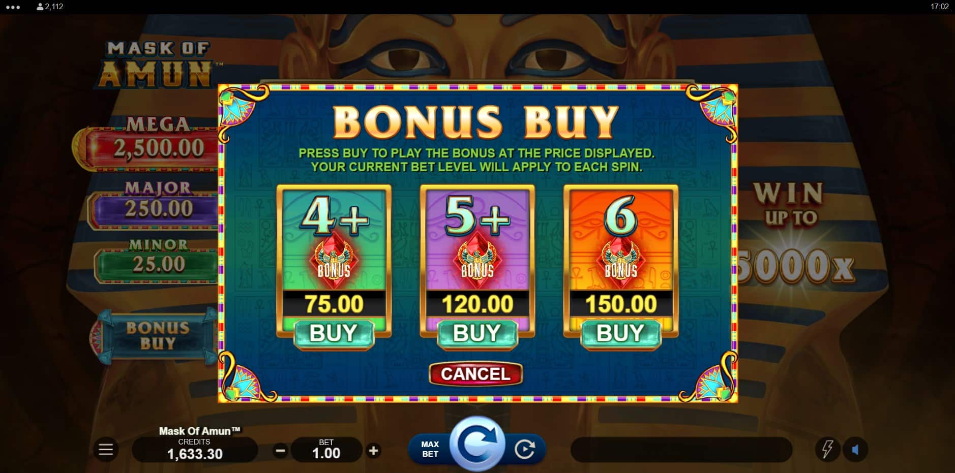 Mask of Amun slot
