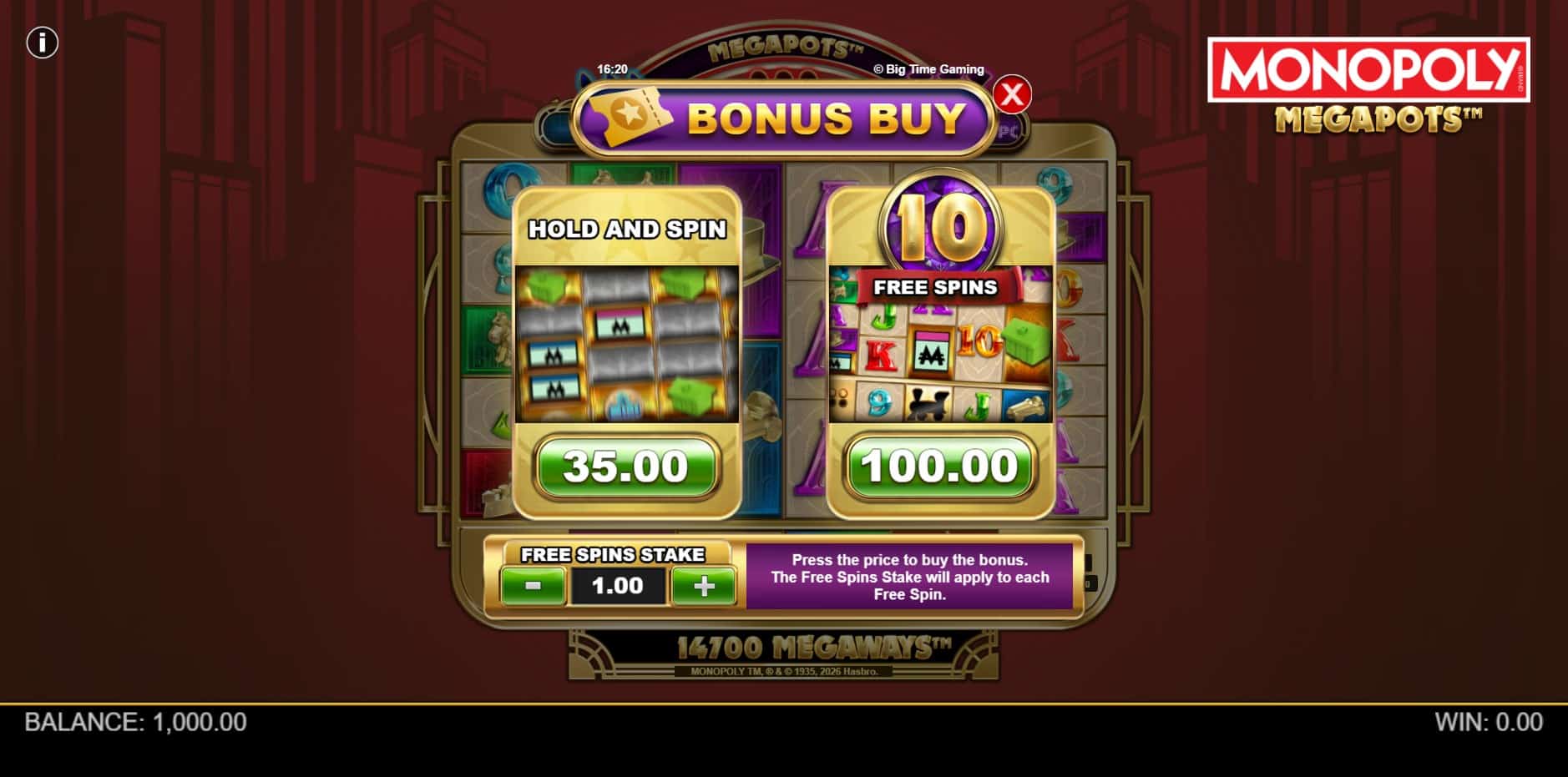 Monopoly Megapots slot