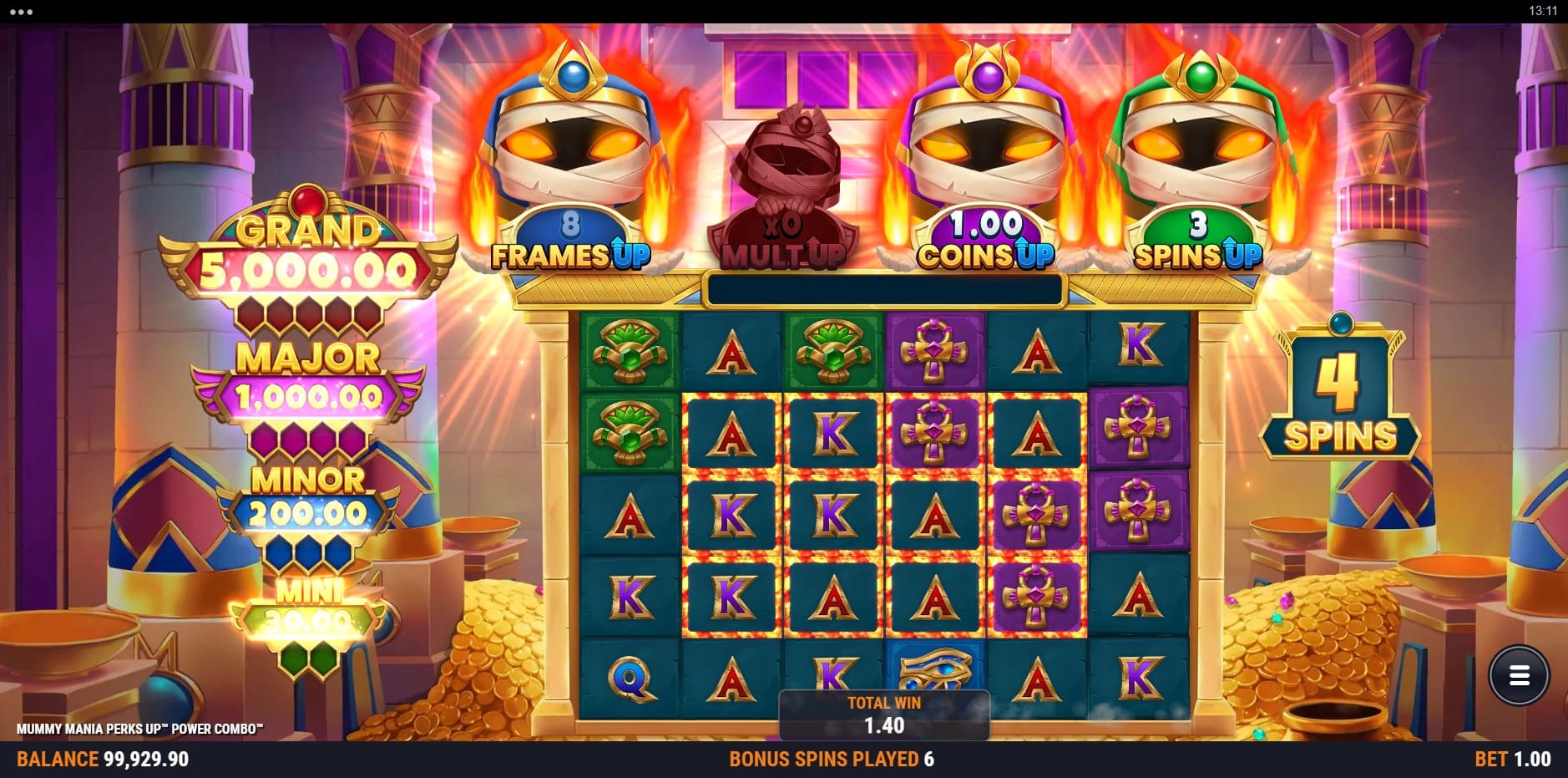 Mummy Mania Perks Up Power Combo slot
