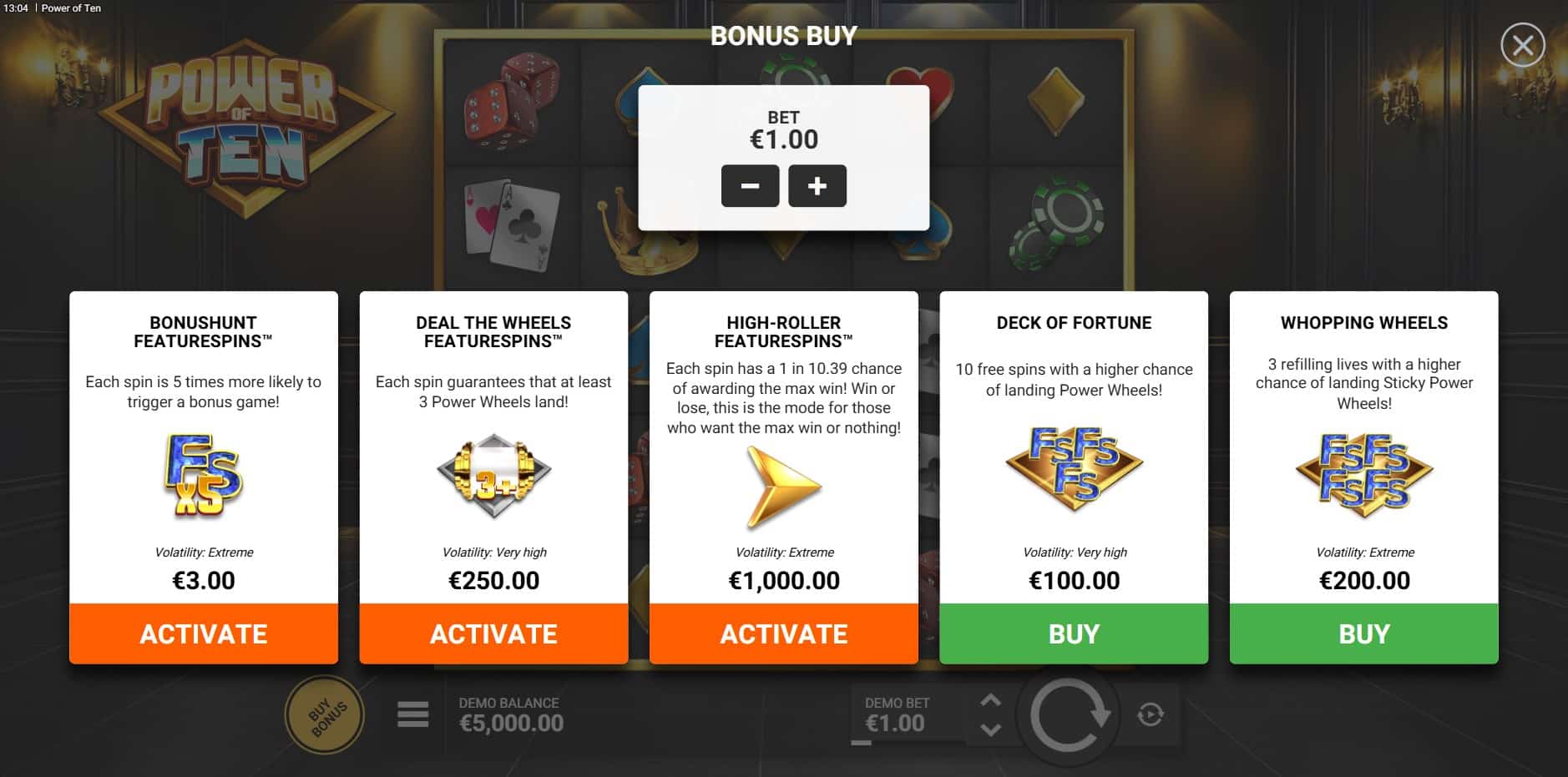 Power of Ten slot