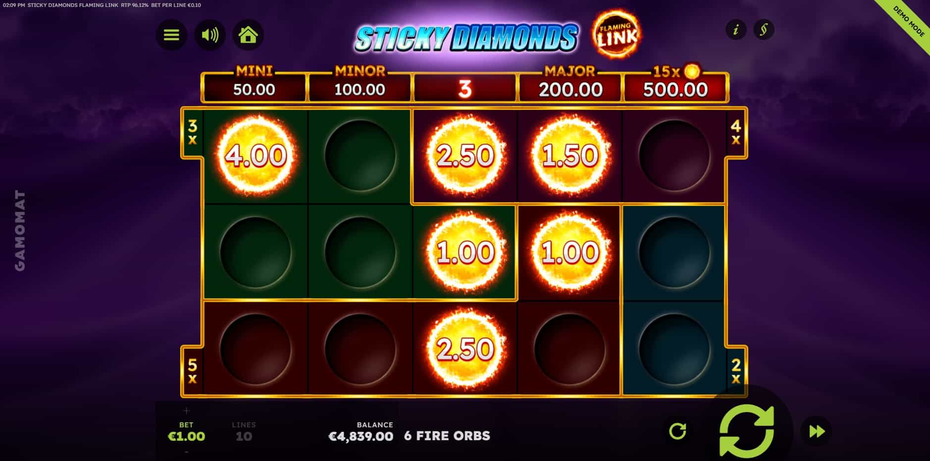 Sticky Diamonds Flaming Link slot