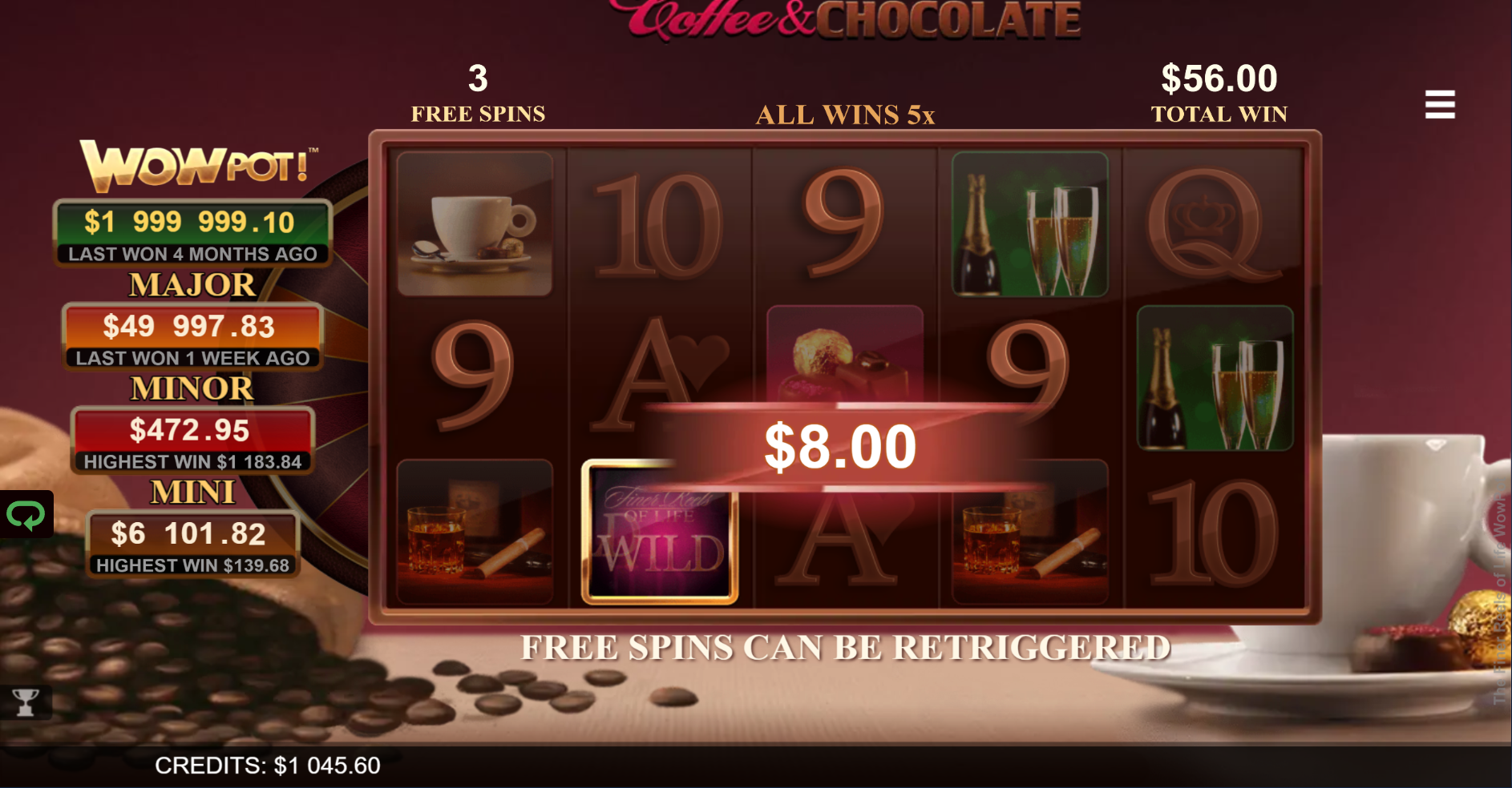The Finer Reels of Life WOWPot Slot - Coffee & Chocolate Bonus