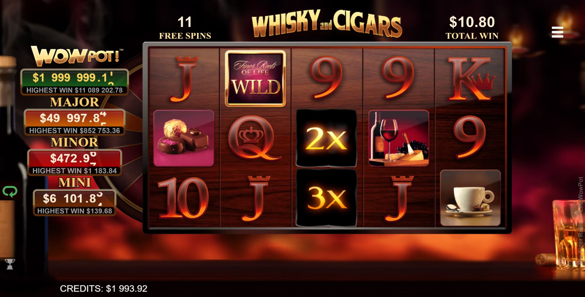The Finer Reels of Life WOWPot Slot - Whisky and Cigars Bonus