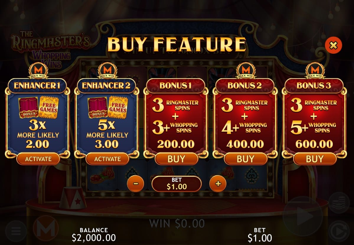 The Ringmaster's Whopping Wins slot