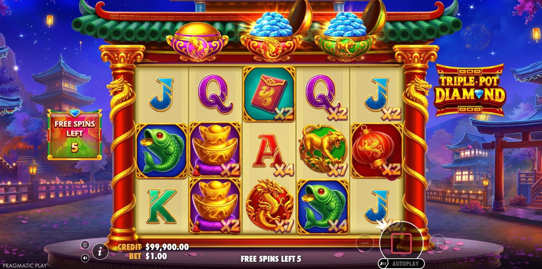 Triple Pot Diamond slot