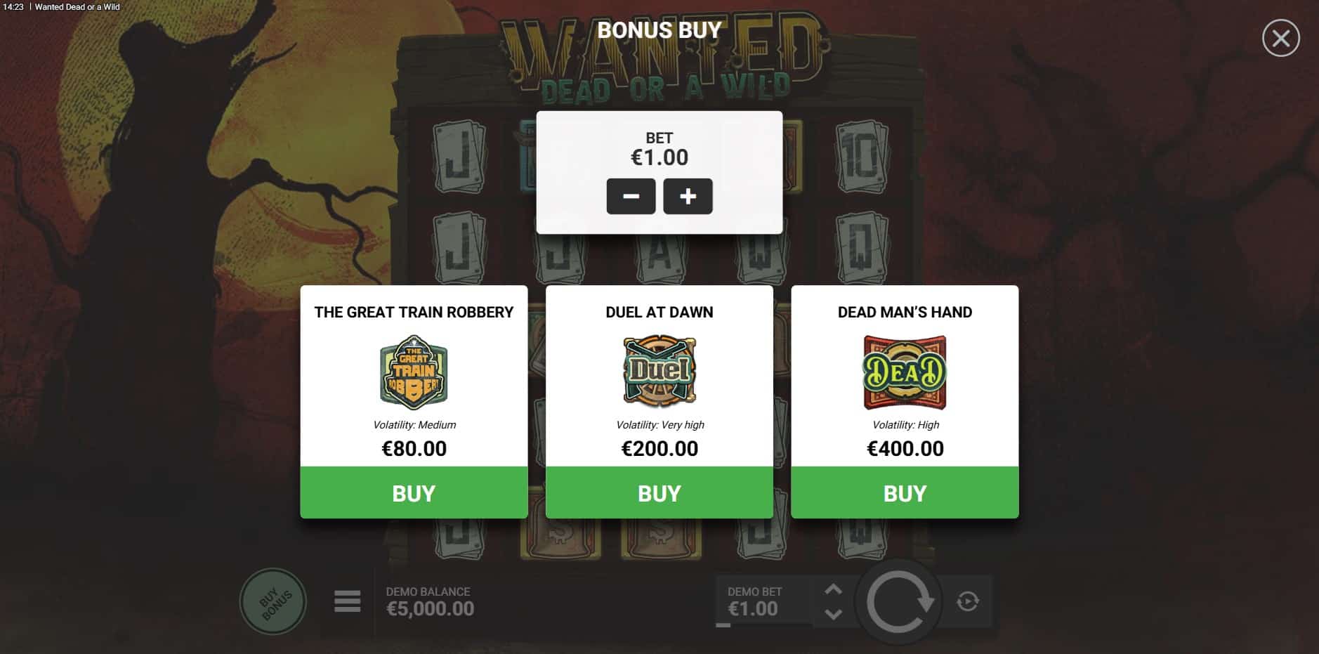 Wanted Dead or a Wild slot