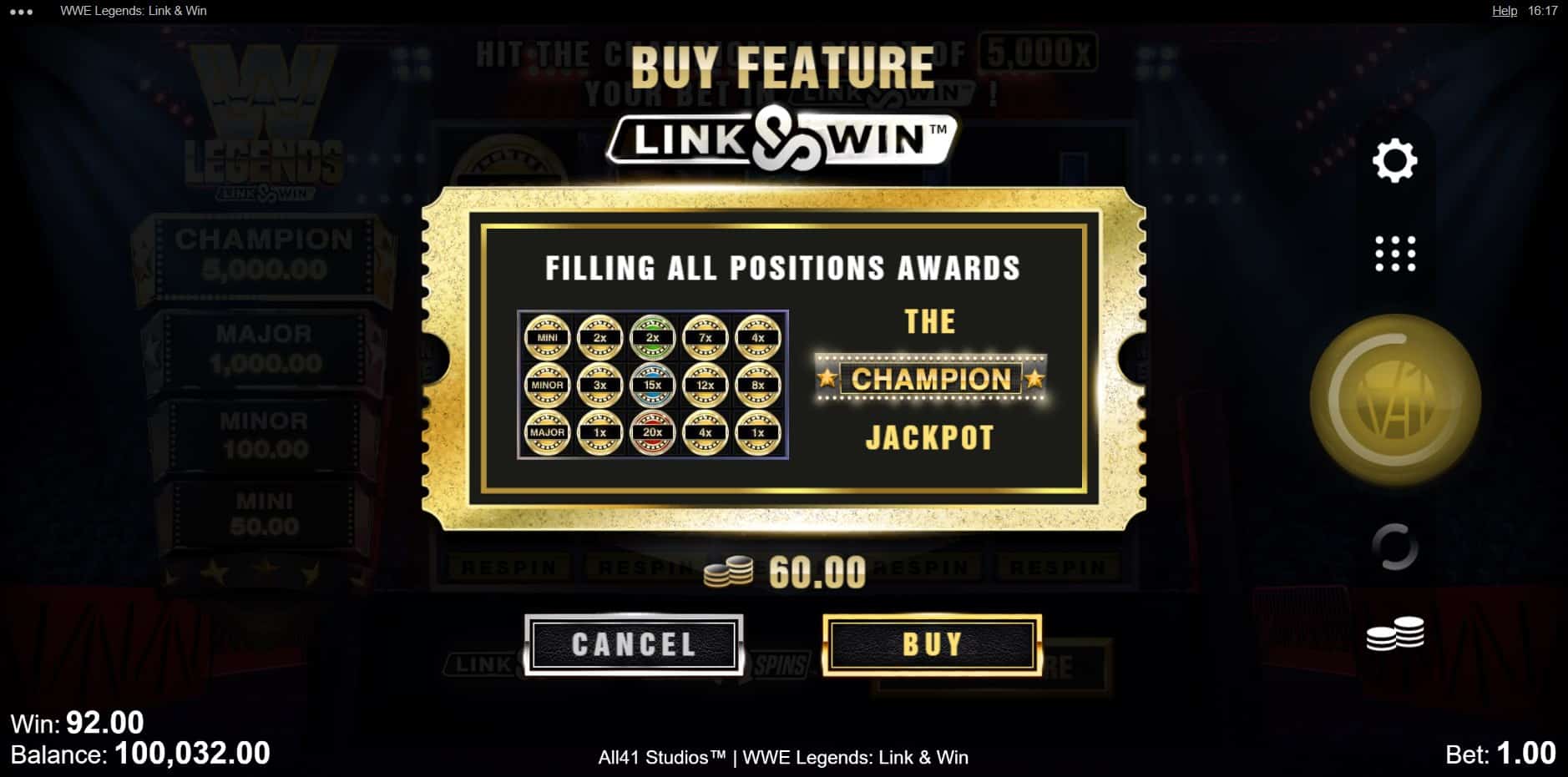 WWE Legends Link & Win slot