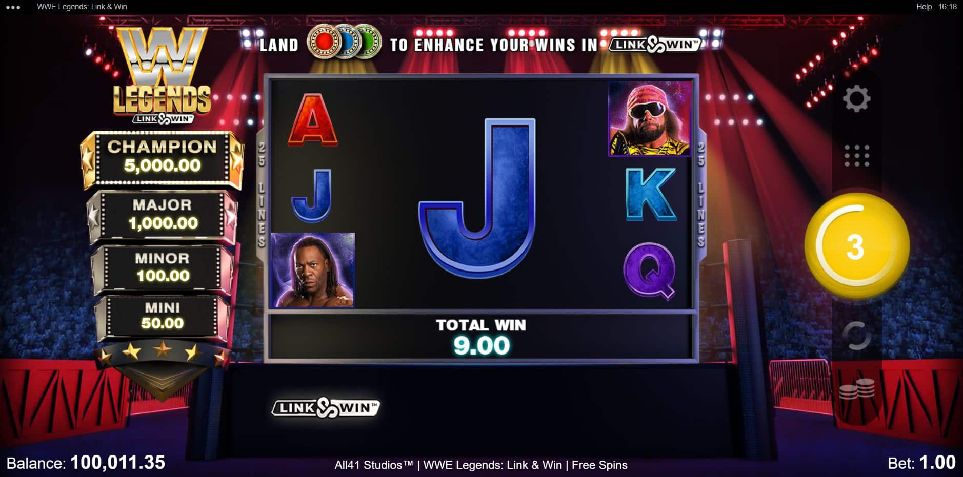 WWE Legends Link & Win slot