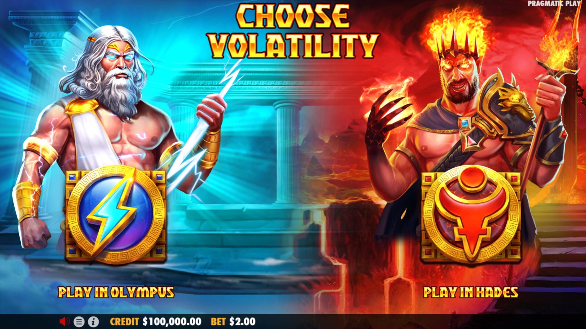Zeus VS Hades Slot - Choose Volatility