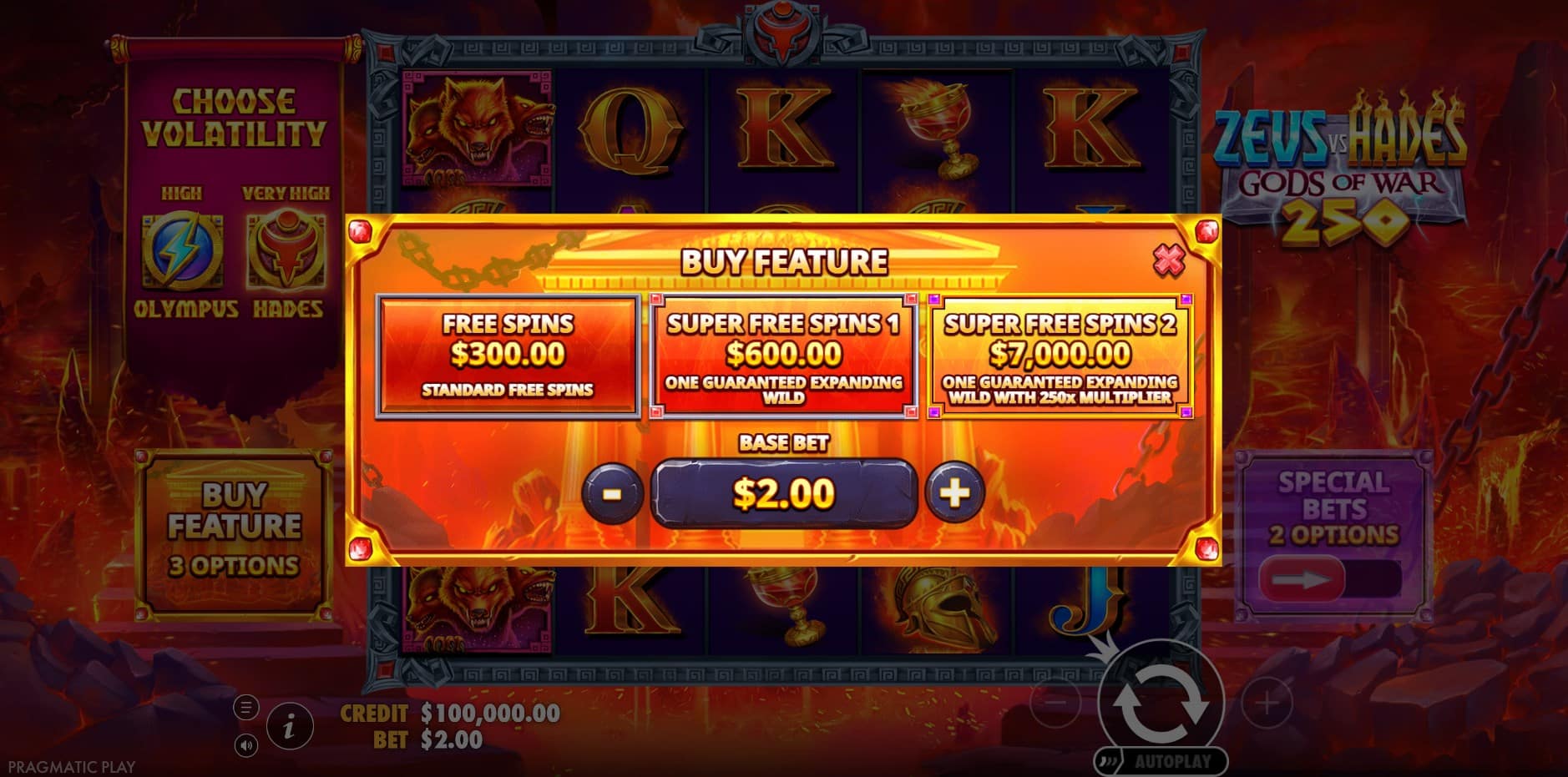 Zeus vs Hades Gods of War 250 slot