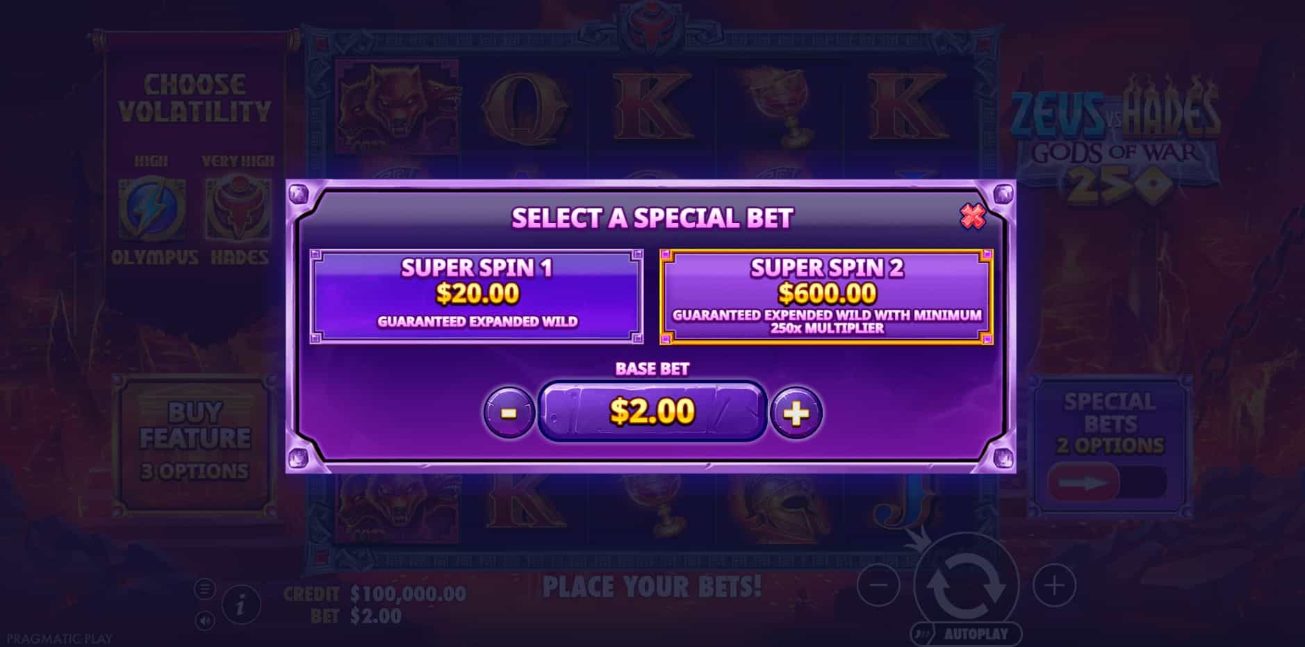 Zeus vs Hades Gods of War 250 slot